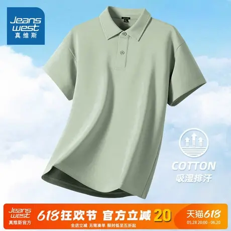 NN真维斯绿色polo衫男短袖夏季宽松百搭休闲半袖男款翻领衣领T恤商品大图