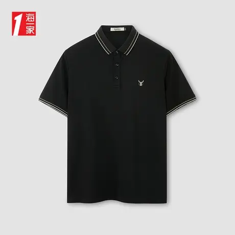海一家撞色翻领POLO衫2025夏季新款简约大气青年男士短袖POLO衫图片