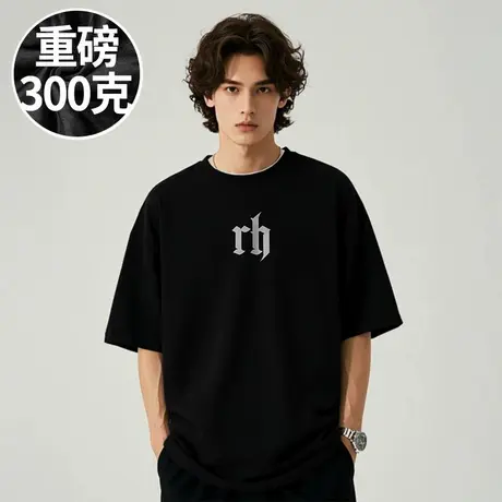 180高个子短袖美式潮牌纯棉打底衫胖子T恤加肥加大码男装夏季半袖商品大图