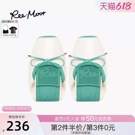 REEMOOR睿慕2025年春夏新款浅口平底单鞋蝴蝶结舒适软底蛋卷鞋女商品大图