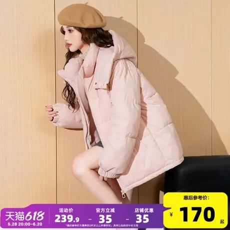 唐狮2024冬新款加厚棉衣女外套纯色连帽外套韩系学院风保暖棉服pc图片