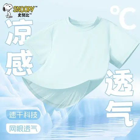 史努比童装男童短袖T恤2025夏季新款儿童速干衣冰丝半袖男孩衣服图片