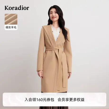 Koradior珂莱蒂尔羊毛舒适通勤毛呢大衣外套图片