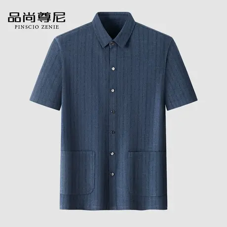 【亚麻透气】老年男装夏季爷爷装大码短袖衬衫60-70岁爸爸上衣服商品大图