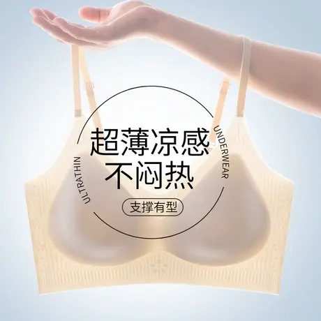 sharefun/霞黛芳无痕内衣女夏季薄款聚拢冰皮面膜透气洞洞杯文胸商品大图