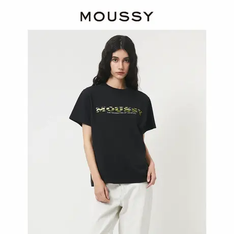 MOUSSY 街头多巴胺复古LOGO刺绣宽松休闲运动T恤女010GSQ90-0680商品大图