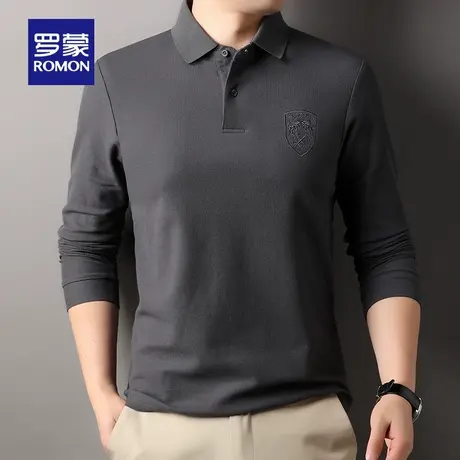 【纯棉】罗蒙男士商务长袖POLO衫2025秋季新款休闲舒适百搭T恤衫商品大图