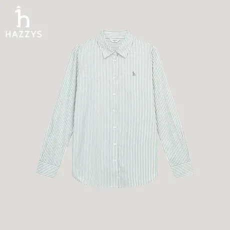 【商场同款】Hazzys哈吉斯宽松条纹长袖衬衫女2025年秋季新款衬衣商品大图