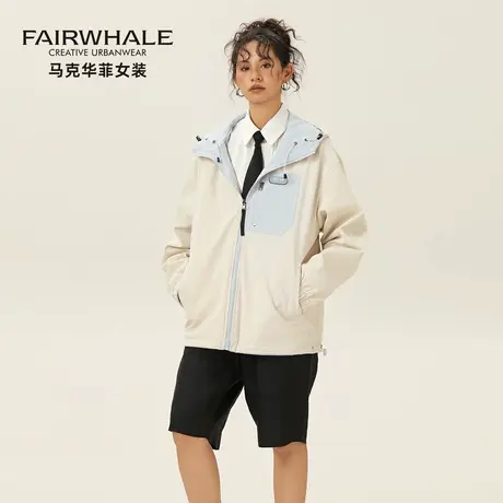 马克华菲两面穿夹克外套女潮2025秋季新款宽松连帽三防时尚冲锋衣商品大图