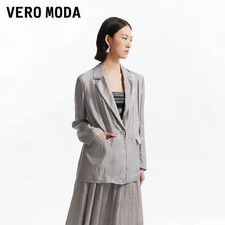 Vero Moda奥莱西装外套女早秋新款宽松简约光泽感褶皱通勤上衣商品大图