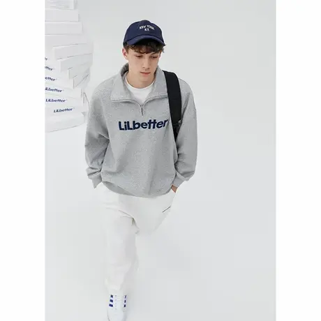 Lilbetter复古半拉链翻领卫衣2025秋男女同款字母刺绣polo领上衣图片