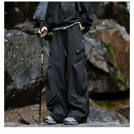 回力冲锋裤男士春秋季2025新款登山裤子户外宽松直筒防水工装长裤商品大图