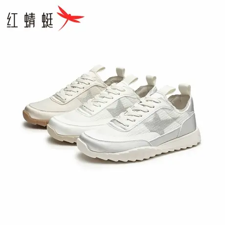 红蜻蜓休闲板鞋女春秋季新款女鞋透气芭蕾风休闲德训鞋平底系带鞋商品大图