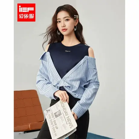 IEF/爱依服2025秋季新款韩版时尚小众设计感通勤百搭拼接设计上衣图片