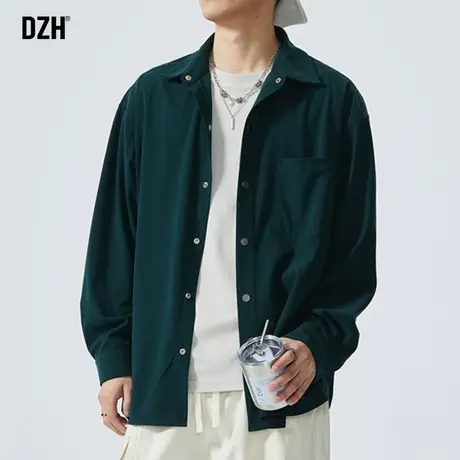 男士黑色衬衫男长袖韩版潮流百搭衬衣男款秋季2023新款高级感外套商品大图