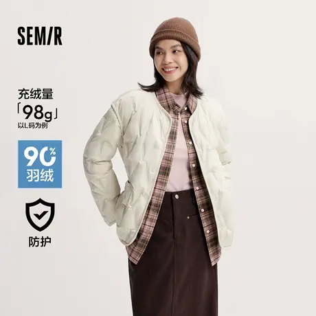 [商场同款]森马羽绒服女薄款圆领内搭宽松2024冬新款防水防风外套商品大图