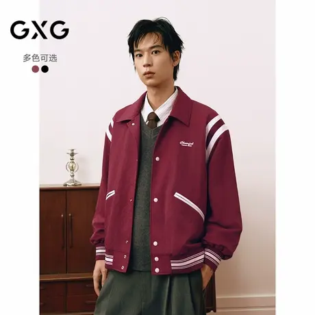 GXG男装  新年系列皱感撞色拼接通勤简约休闲夹克外套25年春新品图片