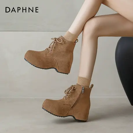 达芙妮棕色勃肯靴女2025新款冬季保暖加绒雪地靴内增高厚底短靴子商品大图