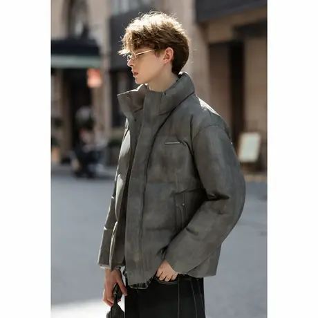 唐狮冬季短款羽绒服男士厚款立领小众设计感独特保暖鸭绒外套TU商品大图