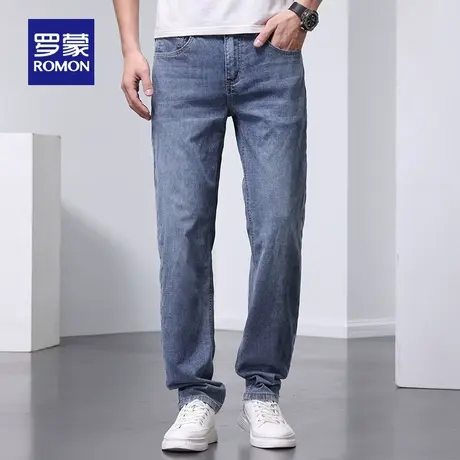 【官方正品】罗蒙男士弹力牛仔裤春季新款宽松直筒裤中青年休闲裤图片
