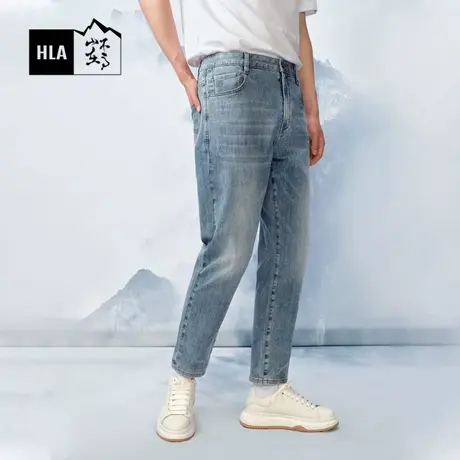HLA/海澜之家循迹山不在高系列牛仔裤24春夏新款锥形五袋款长裤男图片