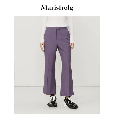 【意大利进口面料】玛丝菲尔秋季藤萝紫色时尚百搭休闲裤商品大图