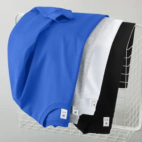 克莱因蓝重磅纯棉t恤男士长袖秋季内搭打底衫宽松全棉圆领上衣服商品大图