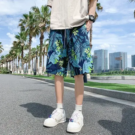 沙滩裤男夏季速干花短裤宽松可下水泳裤休闲居家睡裤潮流大裤衩薄商品大图