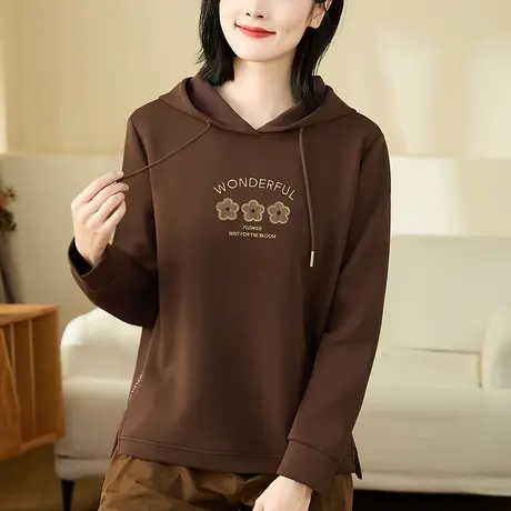 宽松连帽卫衣女春秋季今年流行的上衣洋气减龄中年妈妈休闲服外套商品大图