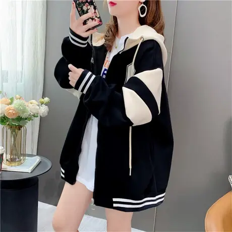 休闲学院风连帽加厚卫衣开衫女2023年新款春季洋气韩版上衣外套潮图片