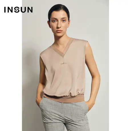 恩裳夏季薄款v领无袖雪纺衫商品大图