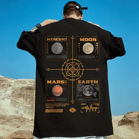 国潮胖子ins短袖t恤男士潮流纯棉大码男装宽松加肥加大潮牌半袖图片