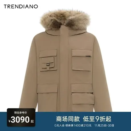 TRENDIANO官方户外风衣羽绒服2023年冬季新款连帽工装保暖外套男图片
