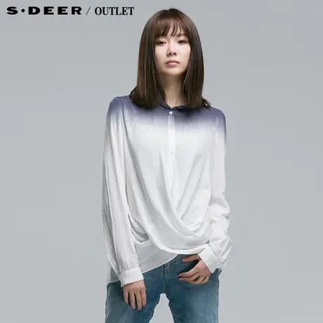 sdeer圣迪奥专柜正品女装渐变色连帽休闲衬衫4180509图片