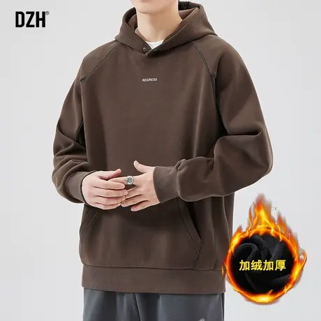 男生连帽卫衣男秋冬款加绒加厚宽松潮牌外套2024新款冬季上衣男款图片
