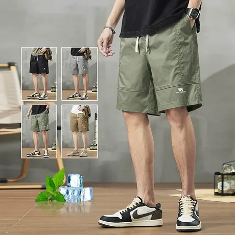 五分薄款半截马裤衩男款夏季休闲潮牌工装夏款短裤男士抽绳中裤子商品大图