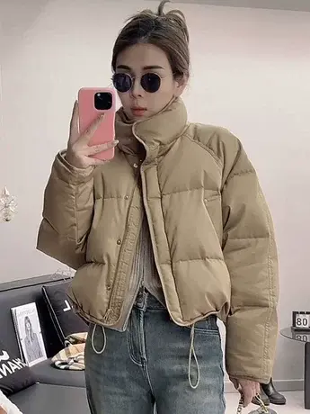 2023年短款羽绒服女面包服小个子百搭显瘦爆款韩系保暖立领外套图片