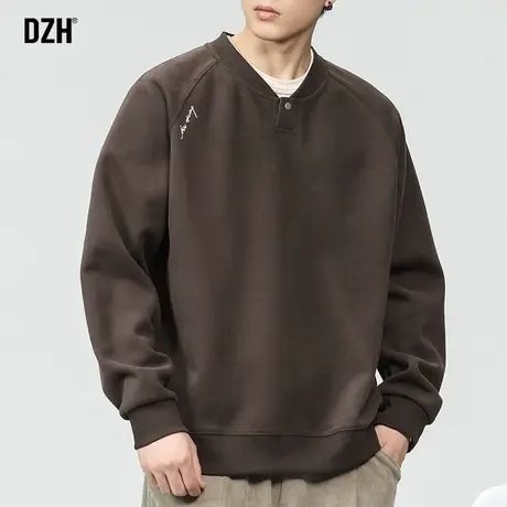 男士美式重磅卫衣男圆领长袖百搭上衣2024年春季新款内搭打底外套商品大图