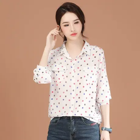 韩潮袭人圆点长袖白色衬衣2024春季新款女士衬衫上衣设计感小众图片