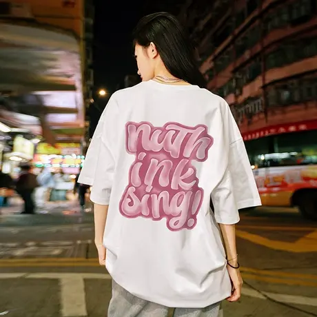 Nuthink美式潮牌字母T恤男潮高街潮流情侣大码短袖夏季宽松半袖商品大图