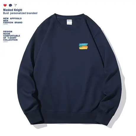 秋季新款简约印花圆领卫衣男潮牌学院风宽松百搭打底休闲套头上衣图片