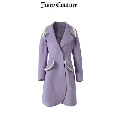 Juicy Couture橘滋大衣女冬季新款美式时尚轻奢舒适纯羊毛呢大衣商品大图