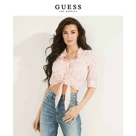 GUESS 女士刺绣甜辣性感衬衫-W2GH07D4NW1商品大图