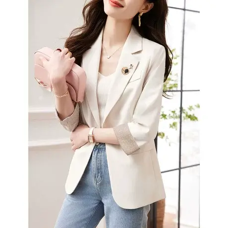 时尚气质修身西装外套2023年春夏新款淑女简约上班族通勤短款上衣商品大图