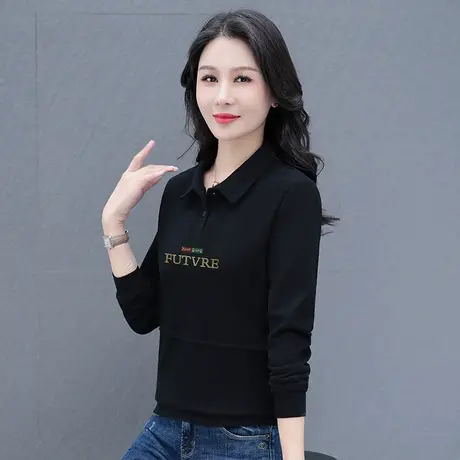 恋上17号卫衣女春秋2023年新款中年妈妈宽松时尚休闲POLO领长袖图片