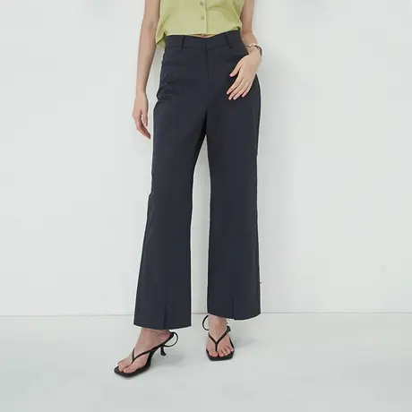 omont蛋挞家 复古开叉九分裤子2023夏季新款高腰显瘦直筒休闲裤女图片