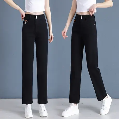 直筒休闲裤女秋季薄款时尚高腰显瘦三防哈伦裤中年宽松九分法棍裤商品大图