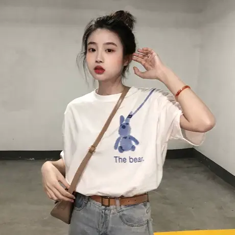 白色短袖T恤女早春季2023新款宽松内搭打底衫设计感小众爆款上衣图片