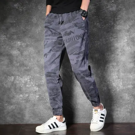 时尚潮流裤子男款夏季百搭九分裤男款夏季工装裤迷彩工装裤舒适商品大图