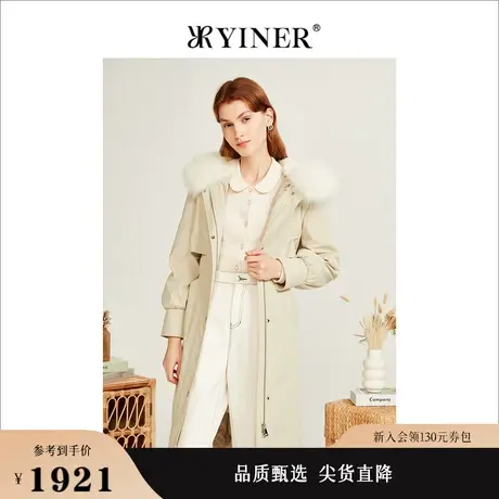 YINER音儿专选女装冬季狐狸毛领皮草外套派克服长款兔毛外套图片